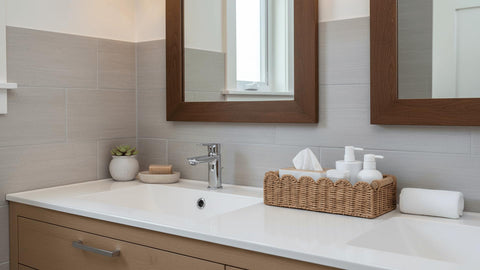 CubesLand bathroom storage set in large and small sizes for versatility.