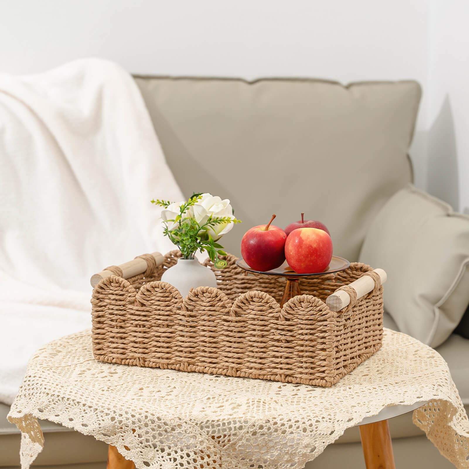 CubesLand durable two-pack paper rope baskets suit small item storage