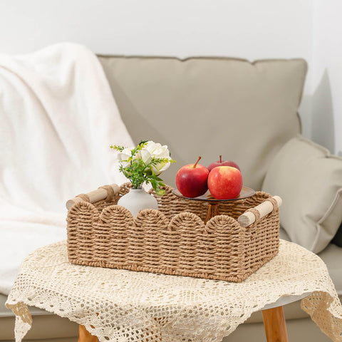 CubesLand durable two-pack paper rope baskets suit small item storage
