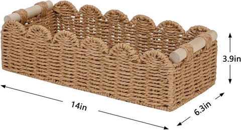CubesLand neutral wicker-style baskets for living room decor