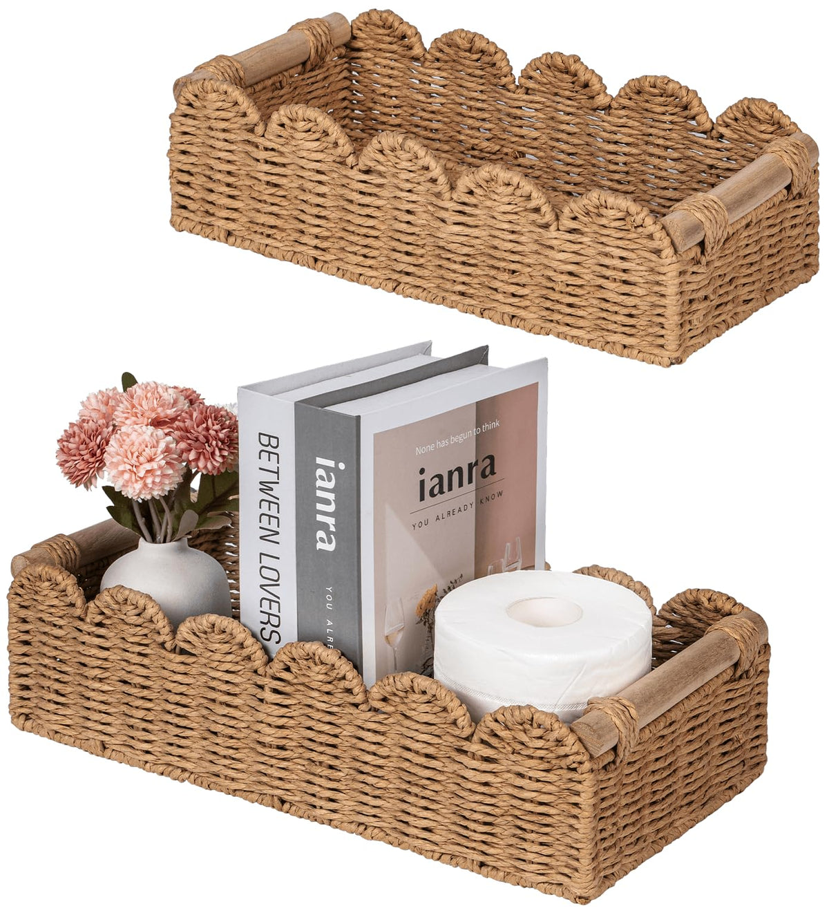 CubesLand over-toilet storage basket with paper rope; tidy bathroom setup.