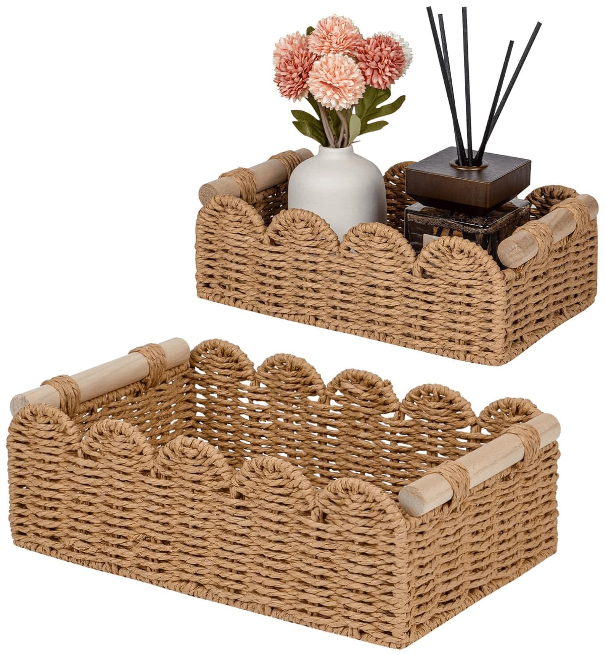 CubesLand scalloped-edge toilet paper basket provides sturdy bathroom organization
