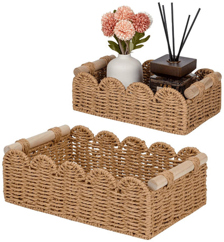 CubesLand scalloped-edge toilet paper basket provides sturdy bathroom organization