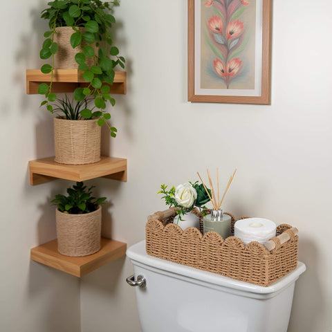CubesLand woven paper rope basket with sturdy metal frame