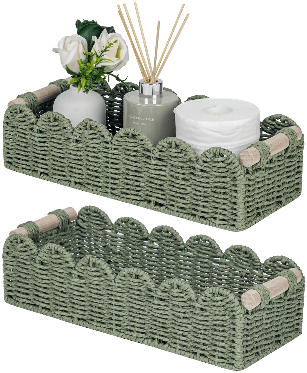 CubesLand bathroom basket 2-pack on vanity provides neat storage