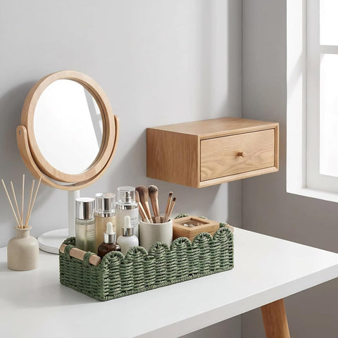 CubesLand green decor basket adds color to shelf