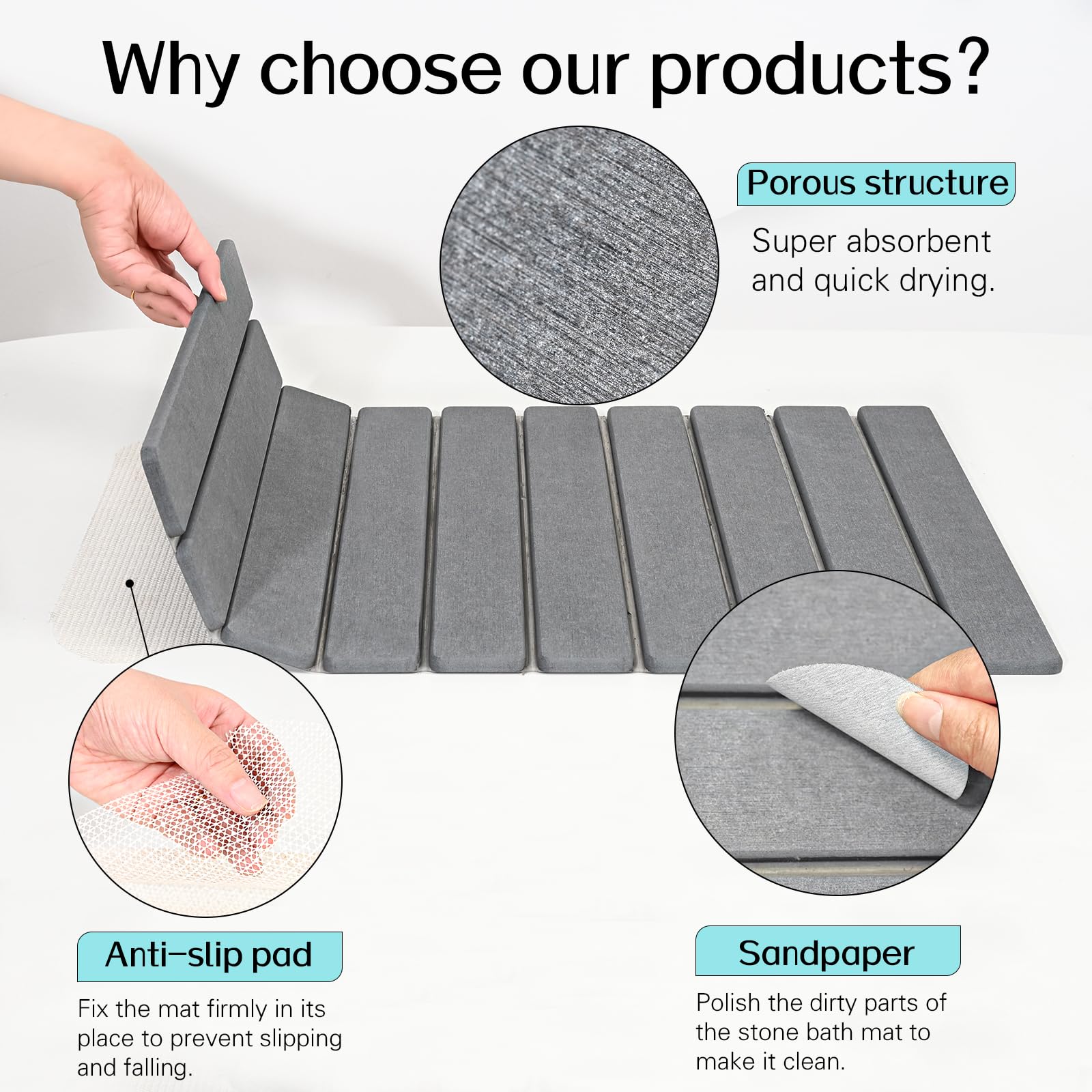 Cuckan two-piece bath mat set covers large bathroom areas.