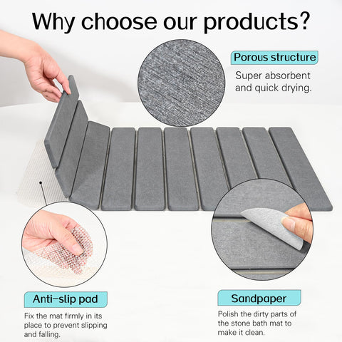 Cuckan two-piece bath mat set covers large bathroom areas.