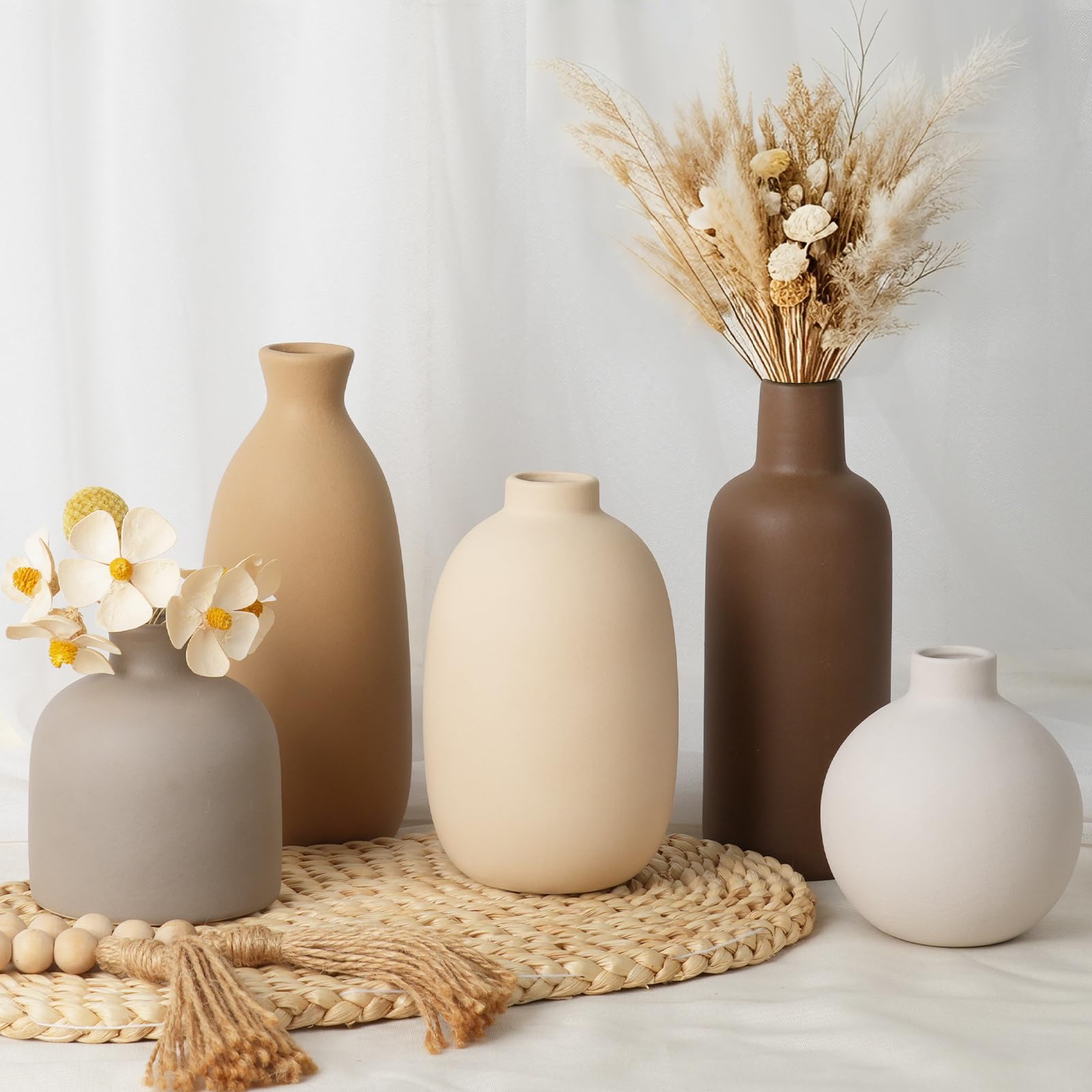 CUCUMI modern ceramic vase set 5 side view for elegant mantel displays