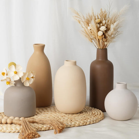 CUCUMI modern ceramic vase set 5 side view for elegant mantel displays