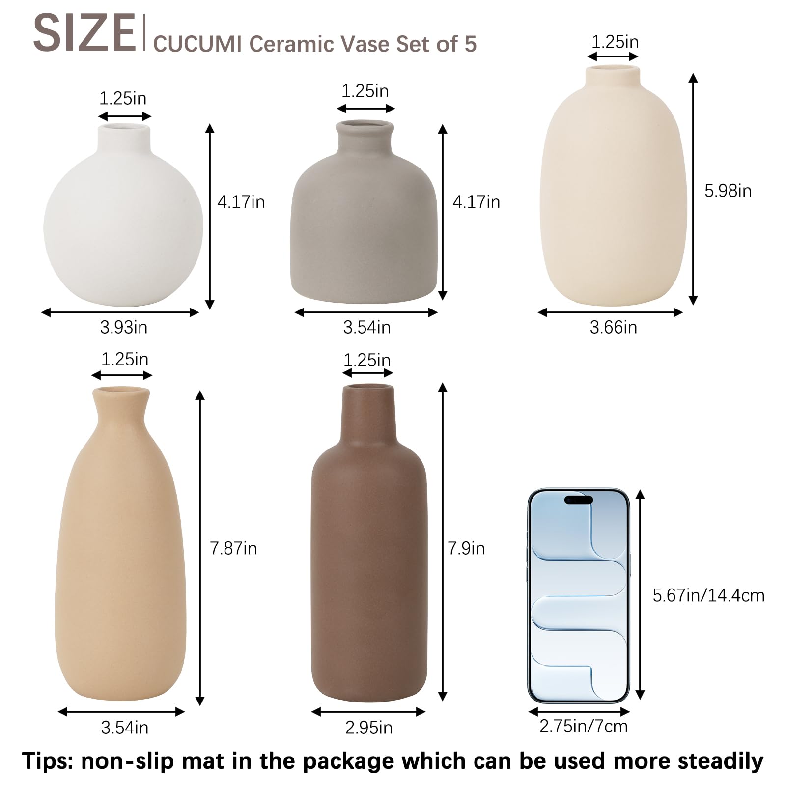 CUCUMI terra cotta vase set 5 with waterproof interior for fresh blooms