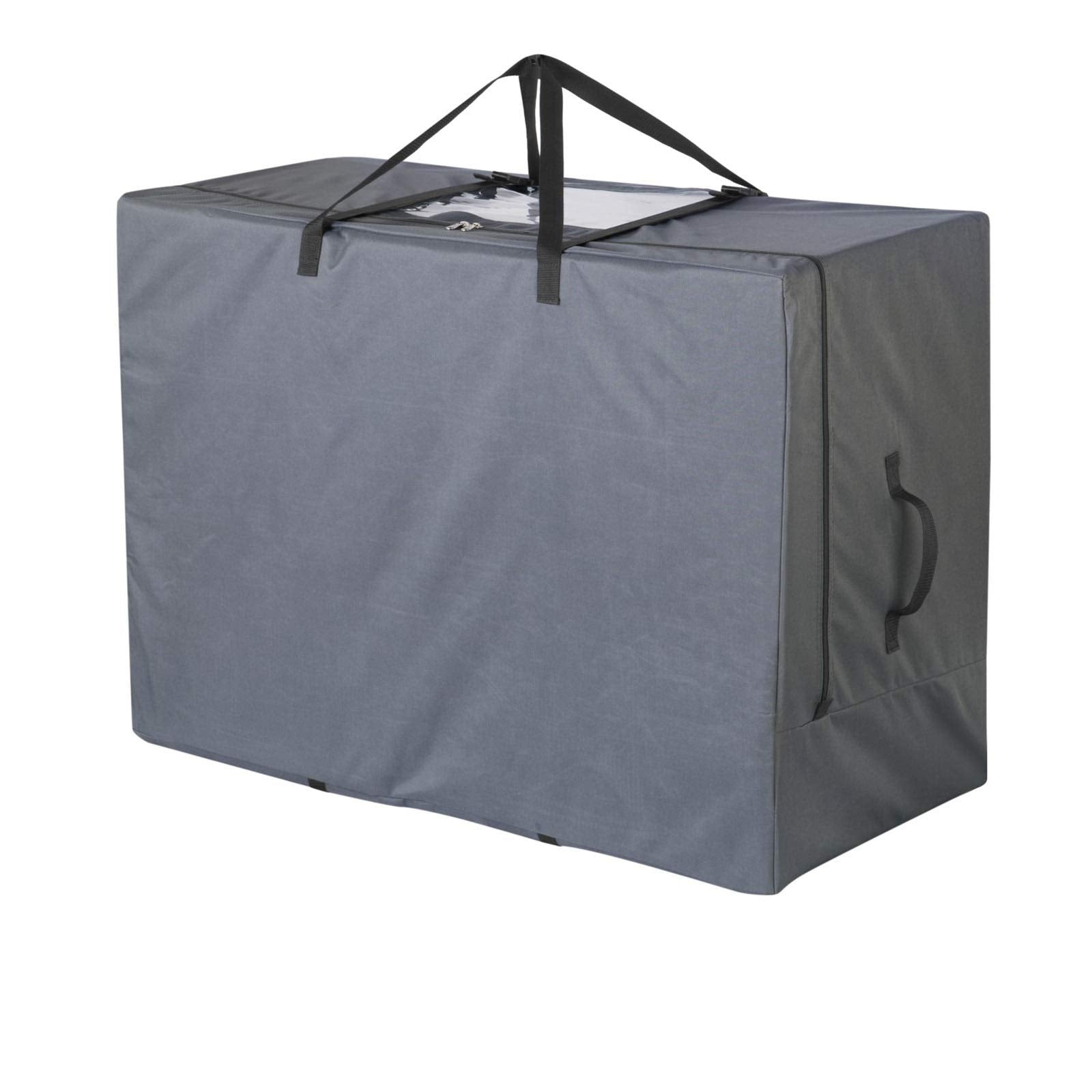Cuddly Nest folding mattress storage bag front view, roomy capacity for 6-inch twin mattresses