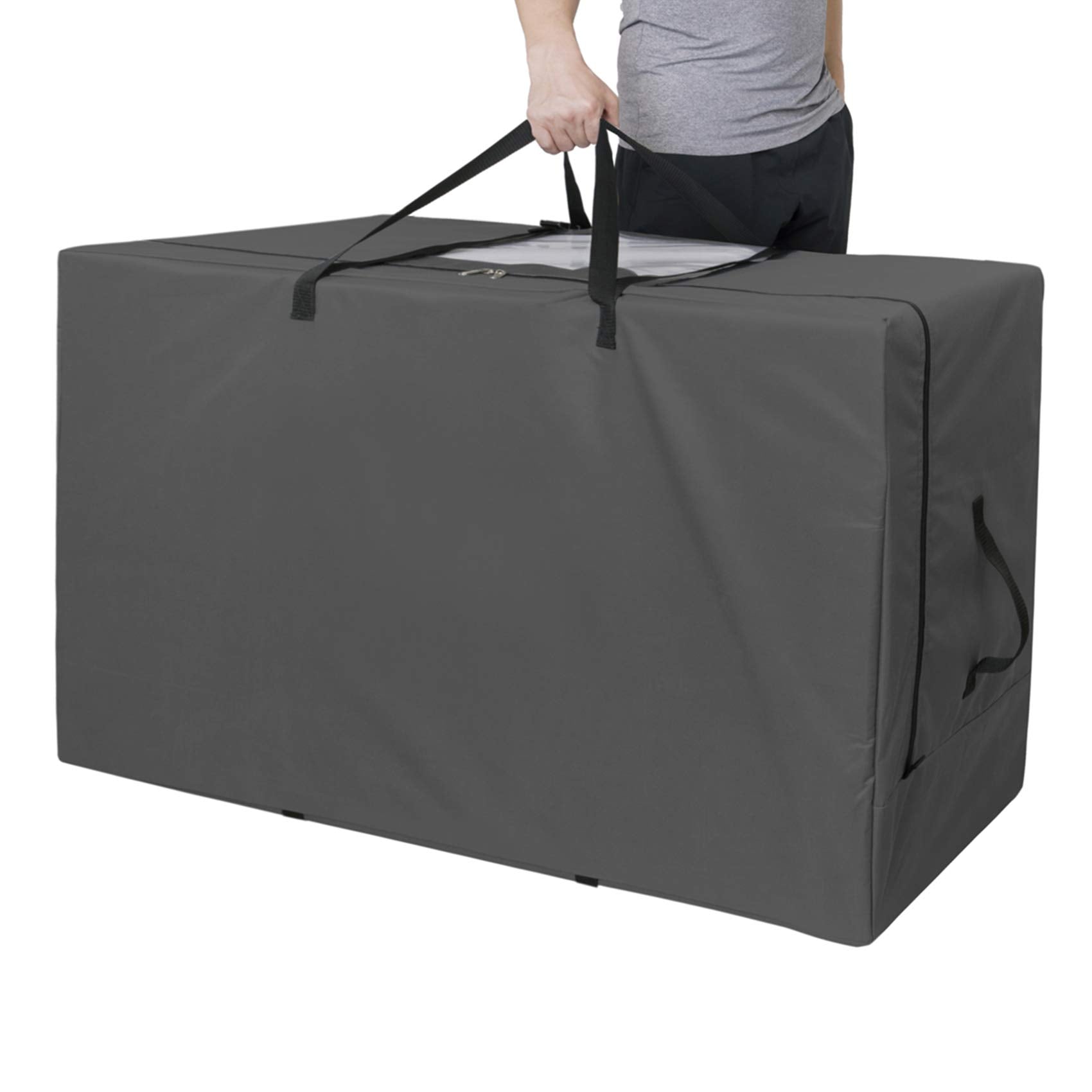 Cuddly Nest folding mattress storage bag compact for easy closet storage.