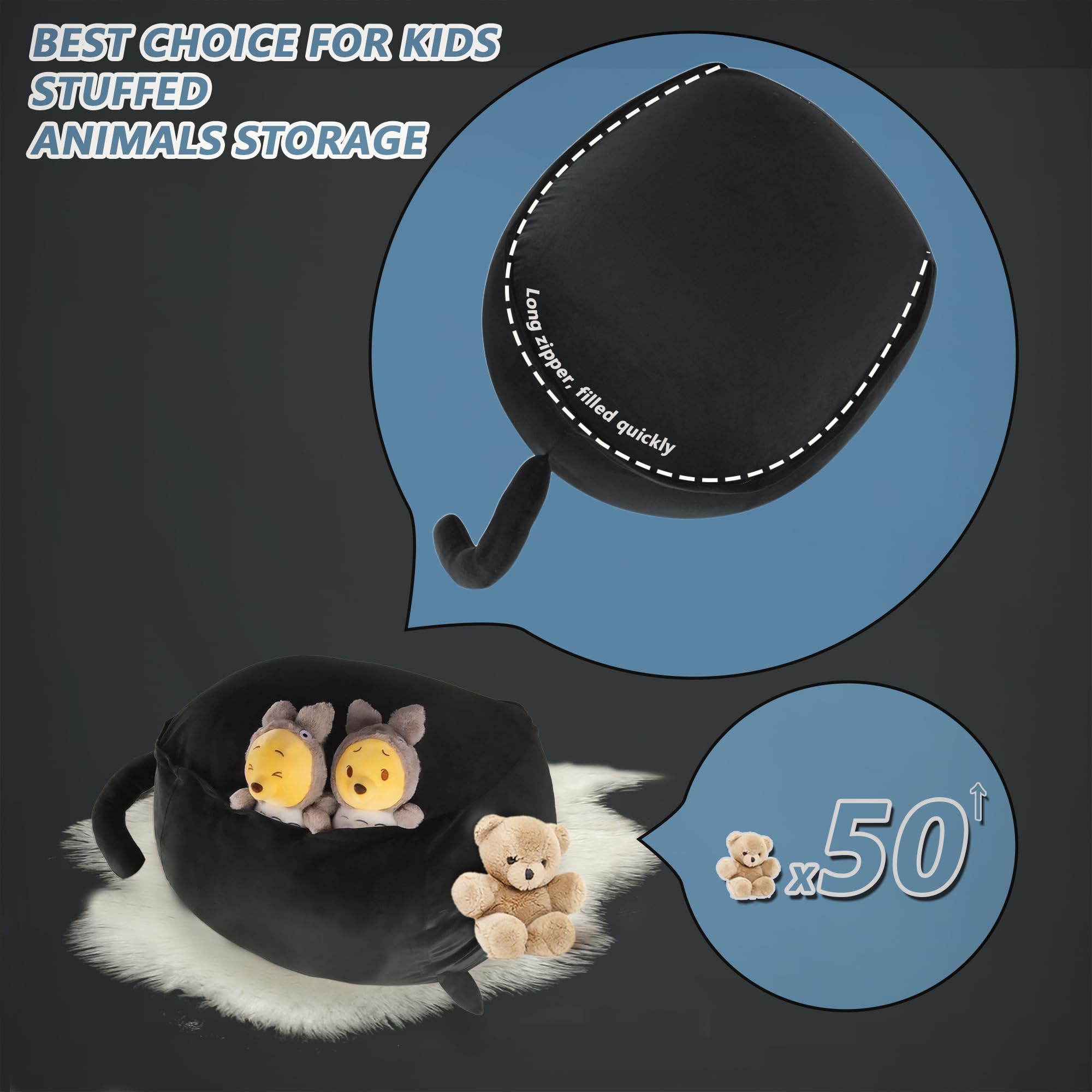 cuBear Black Cat Bean Bag Cover care instructions for color preservation