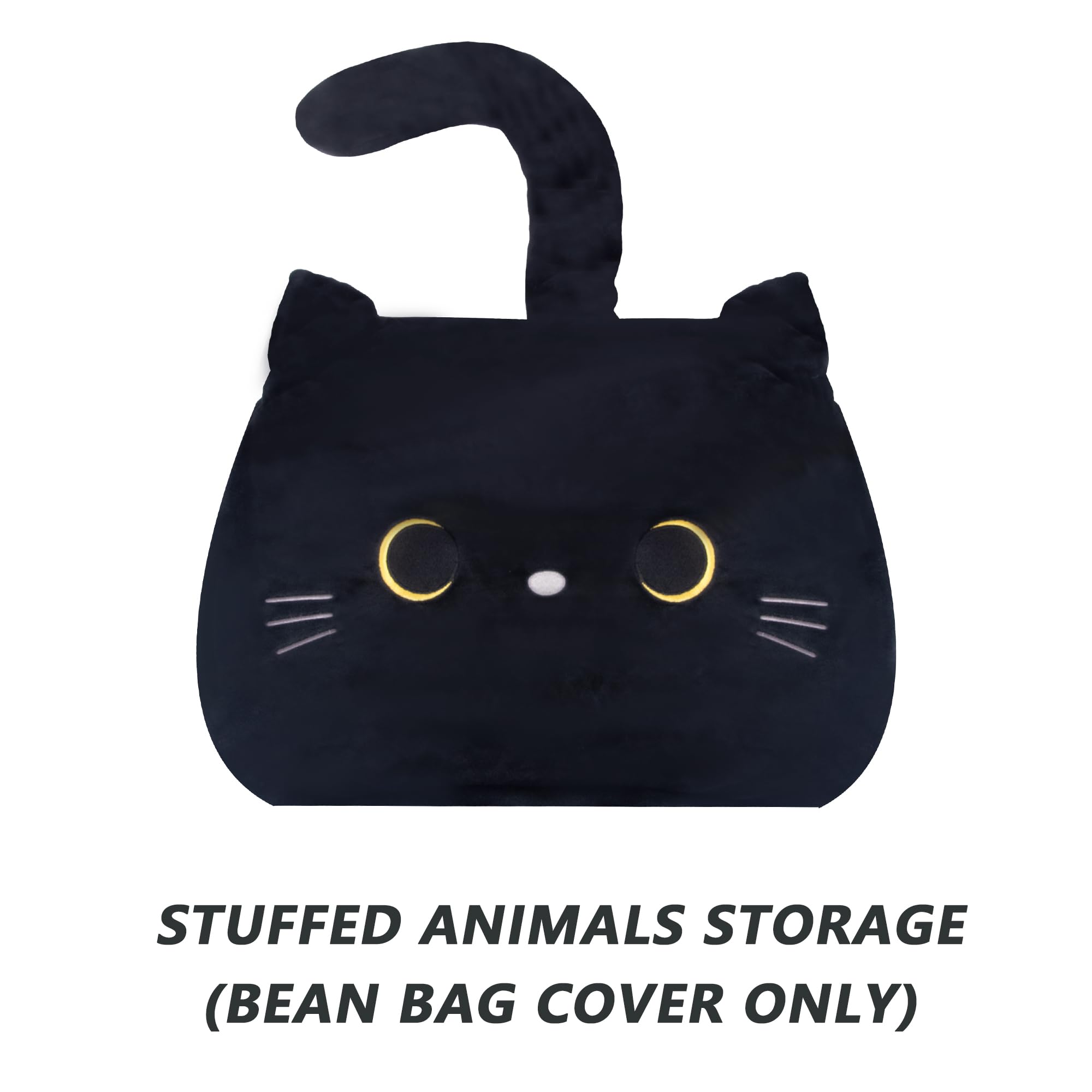 cuBear Black Cat Bean Bag Cover filled usage, acts as a comfy play seat