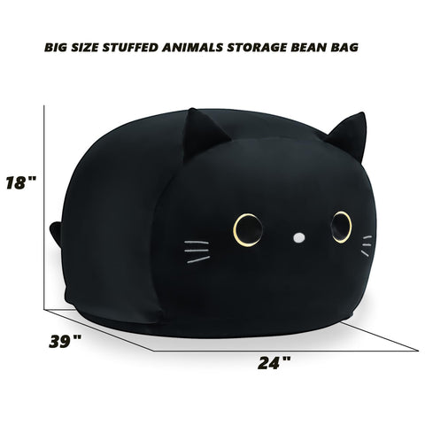 cuBear Black Cat Bean Bag Cover carrying handle, easy transport between rooms