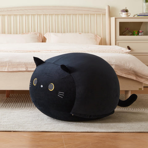 cuBear Black Cat Bean Bag Cover side view, durable material and subtle silhouette