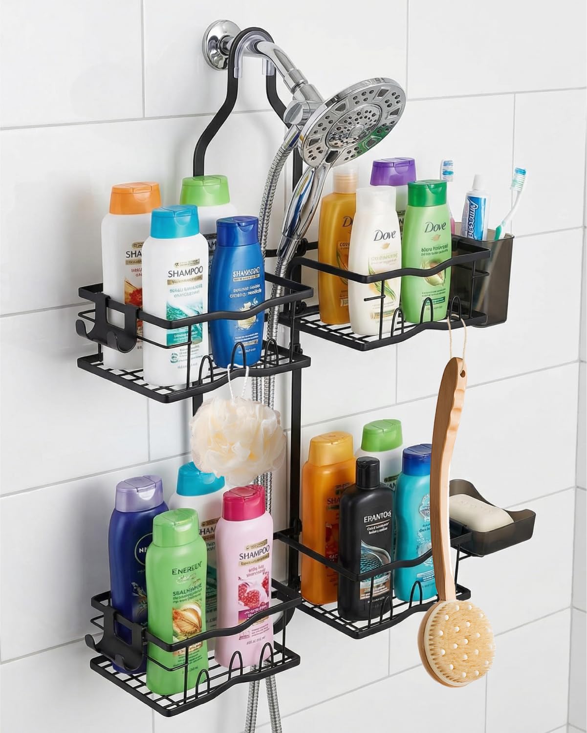CUETWT shower caddy baskets and soap holder neatly store shampoo and body wash.