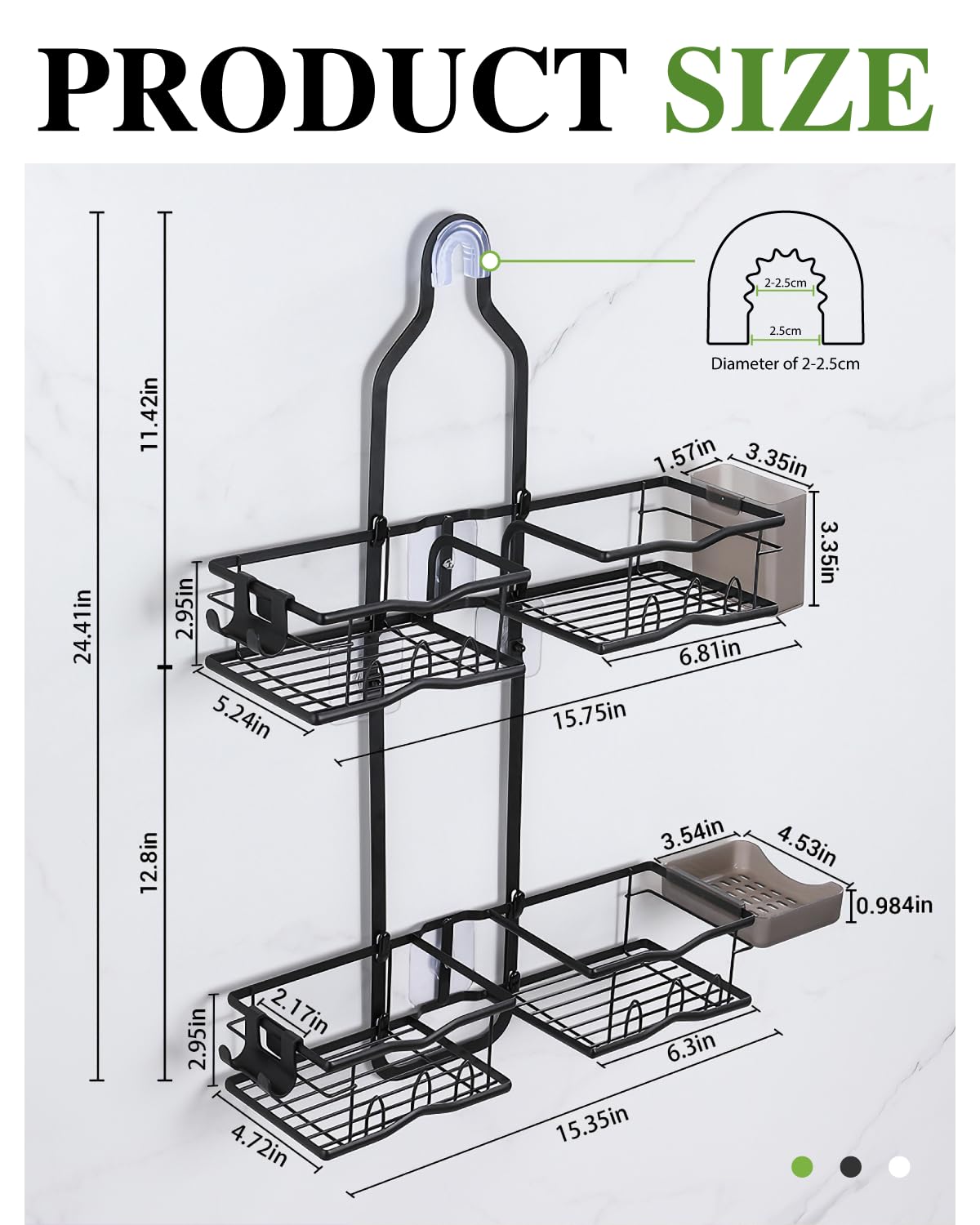 CUETWT razor hooks hold razors securely within easy reach.