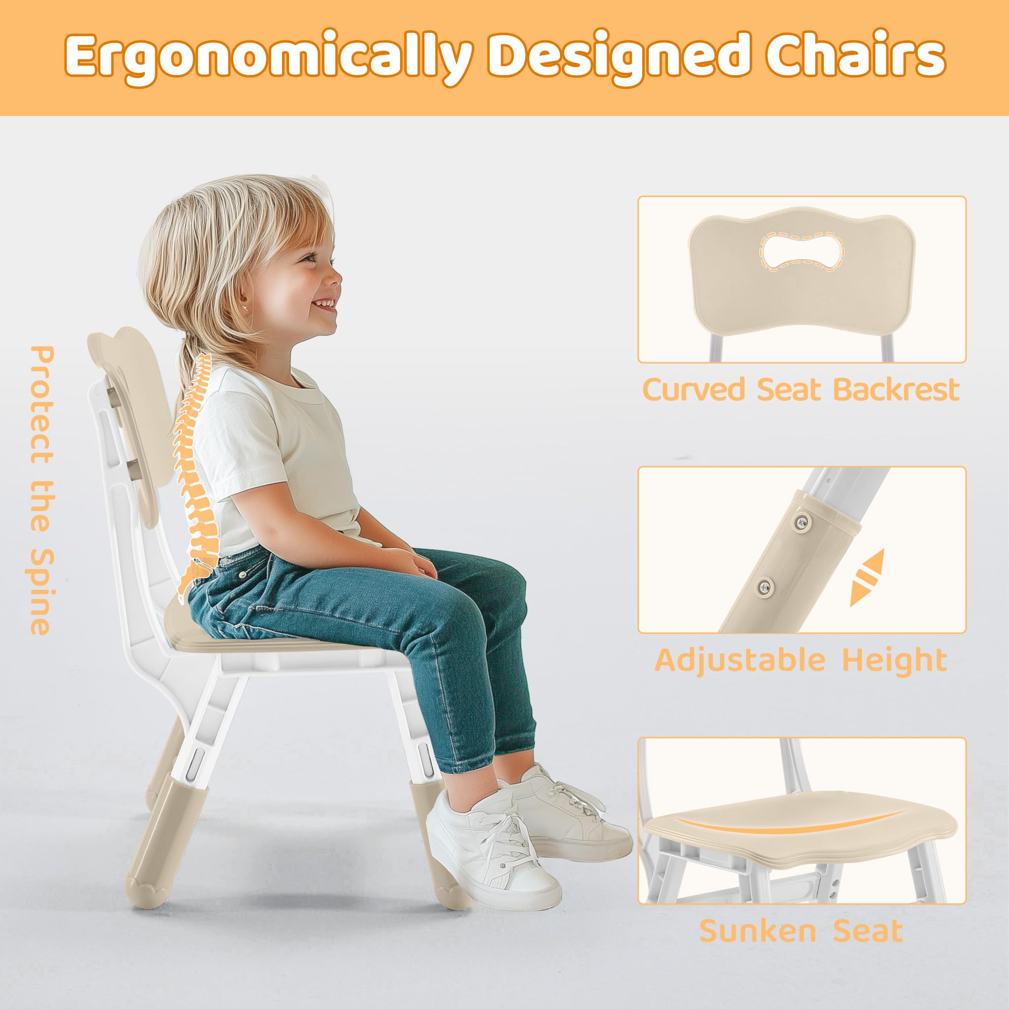 CuFun ergonomic chairs support posture during study, drawing, and reading activities.
