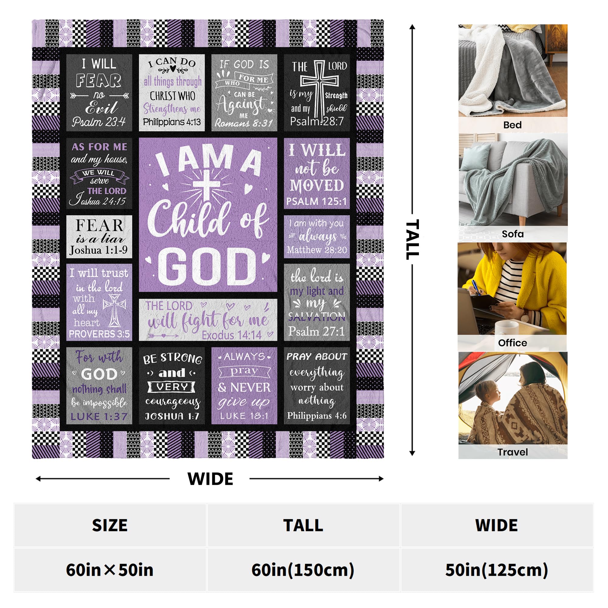 CUJUYO Bible verse blanket close-up highlighting soft texture and inspiration