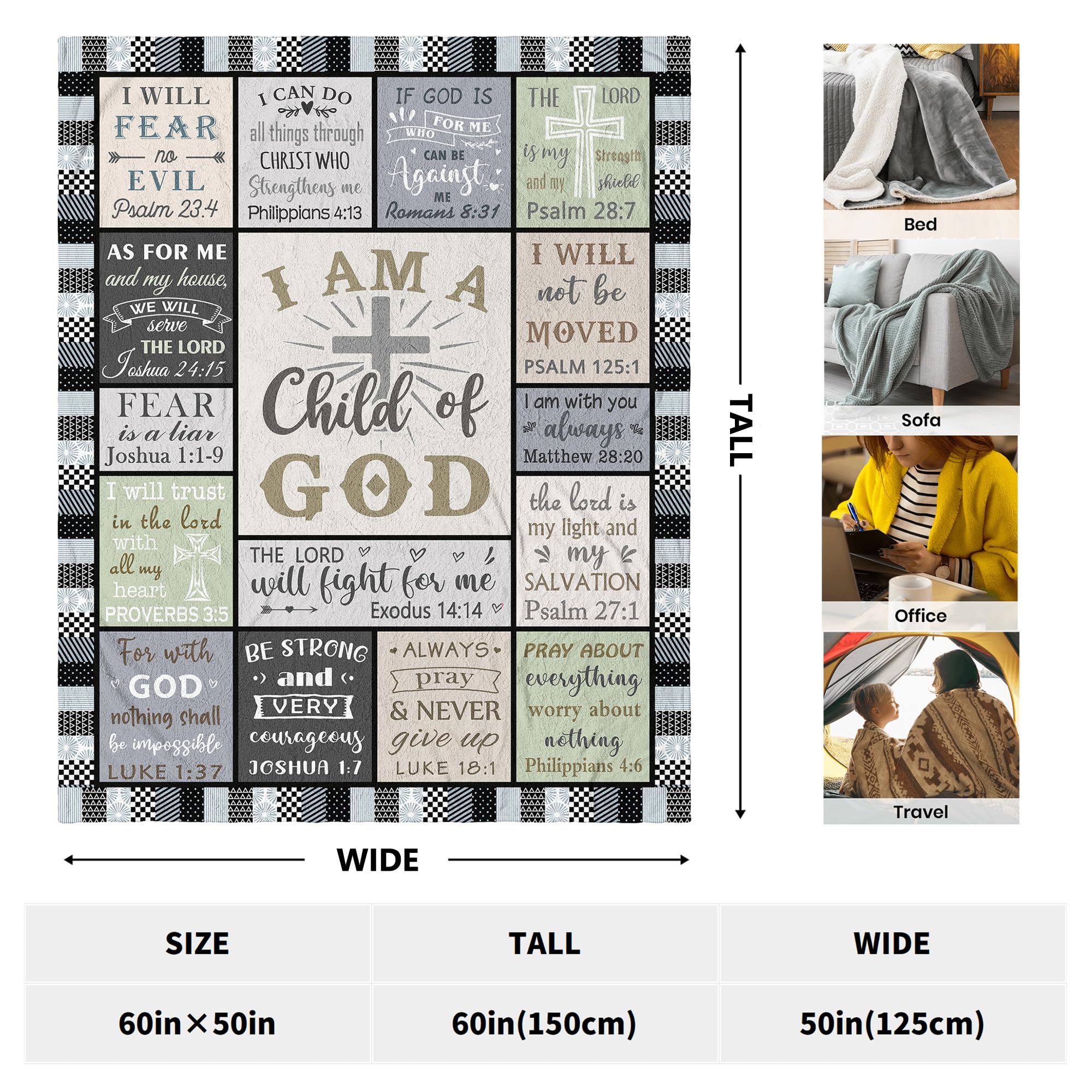 CUJUYO inspirational quote blanket featuring I Am a Child of God for comforting moments.