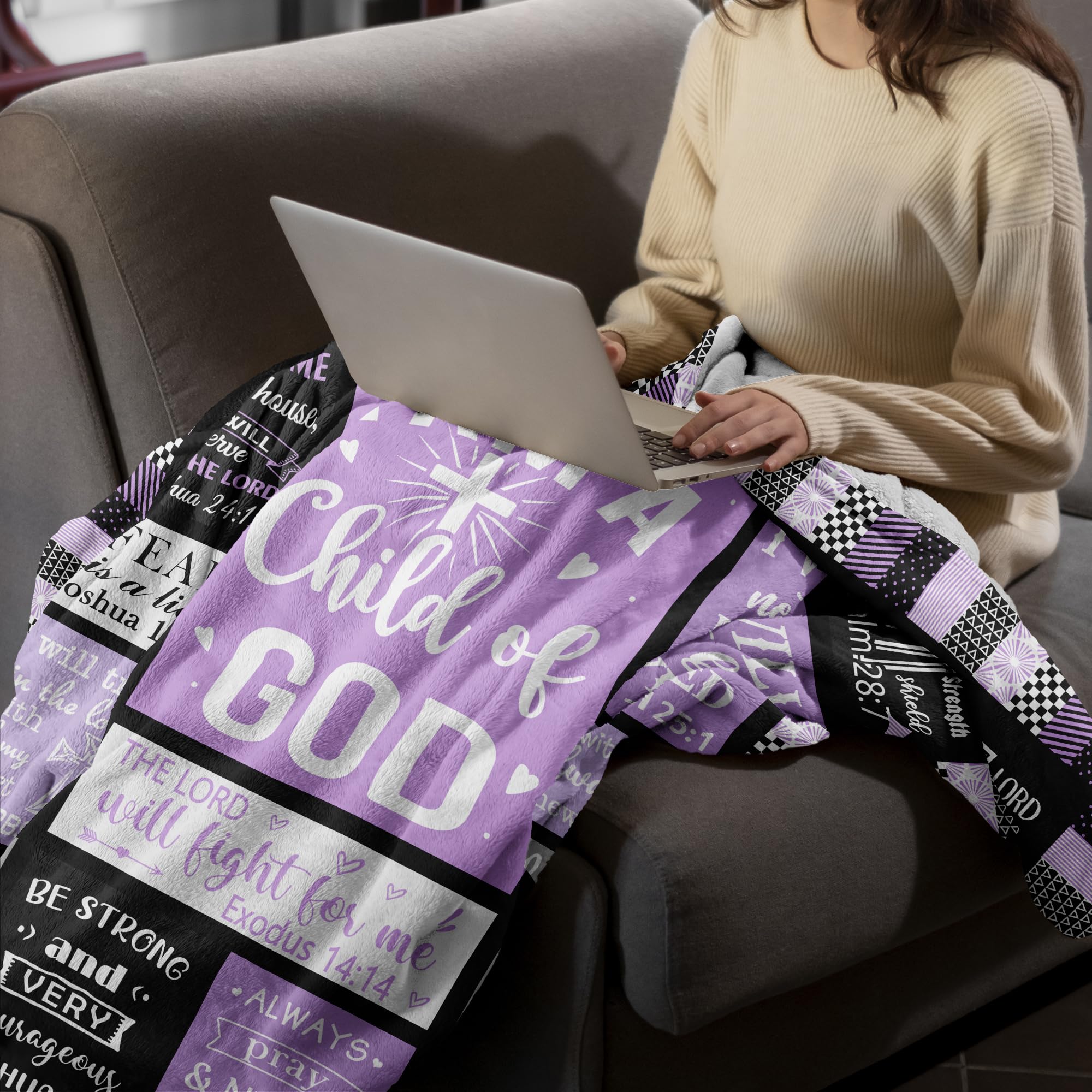 CUJUYO Catholic spiritual gifts blanket on sofa for family moments