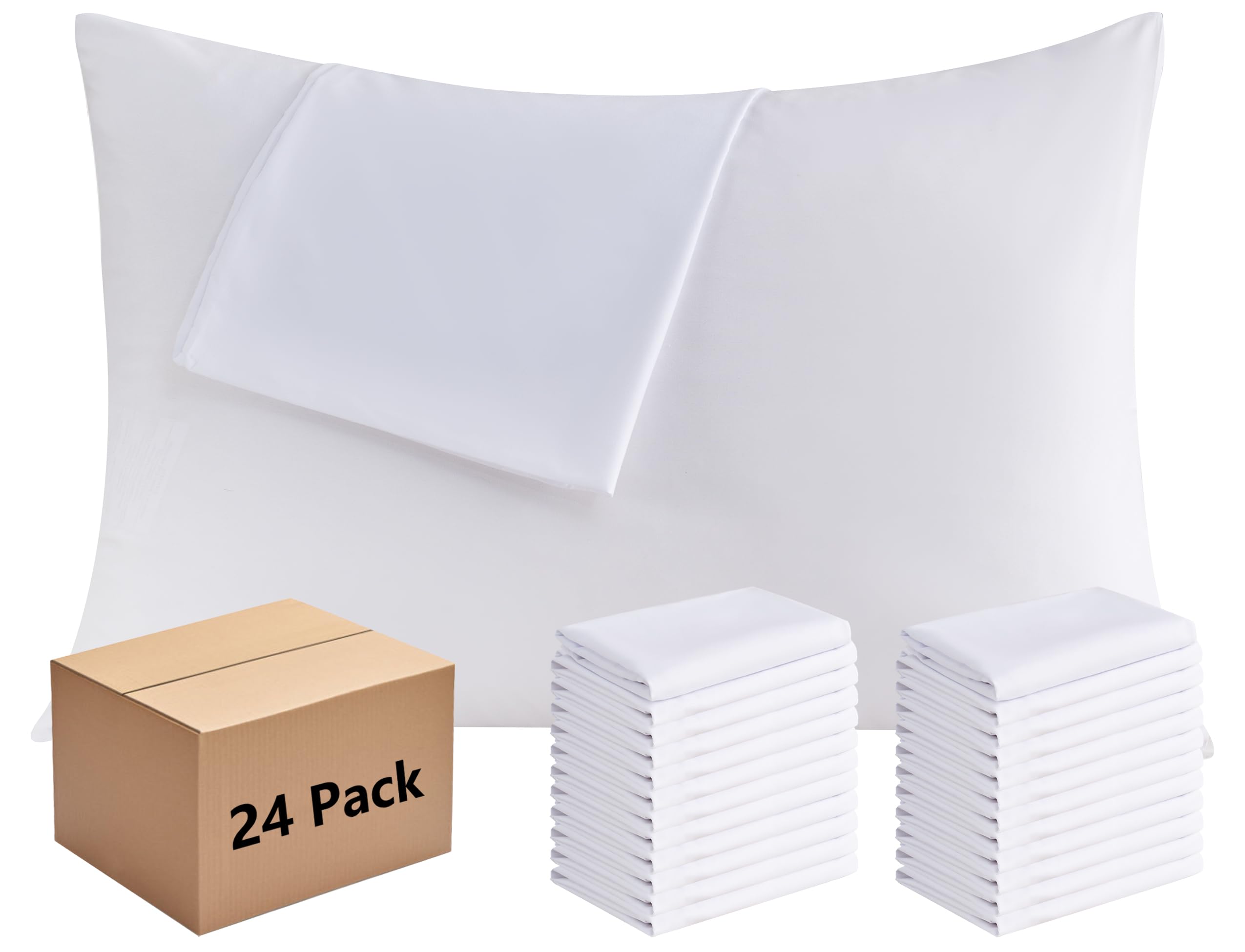 CULVE white pillowcases 24-pack with envelope closure for bulk hospitality use
