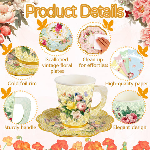 CUPLOOV floral napkins 13in keep hands clean during parties