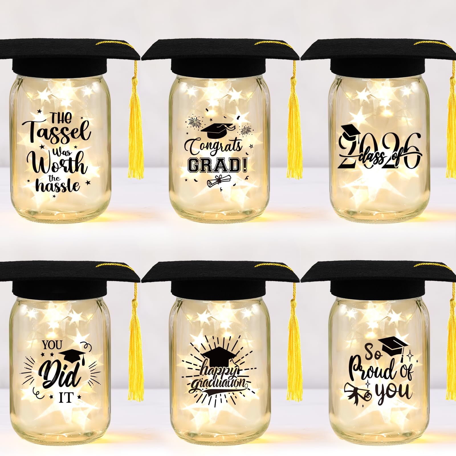 Cuploov graduation centerpiece mason jar enhances table decor for grads.