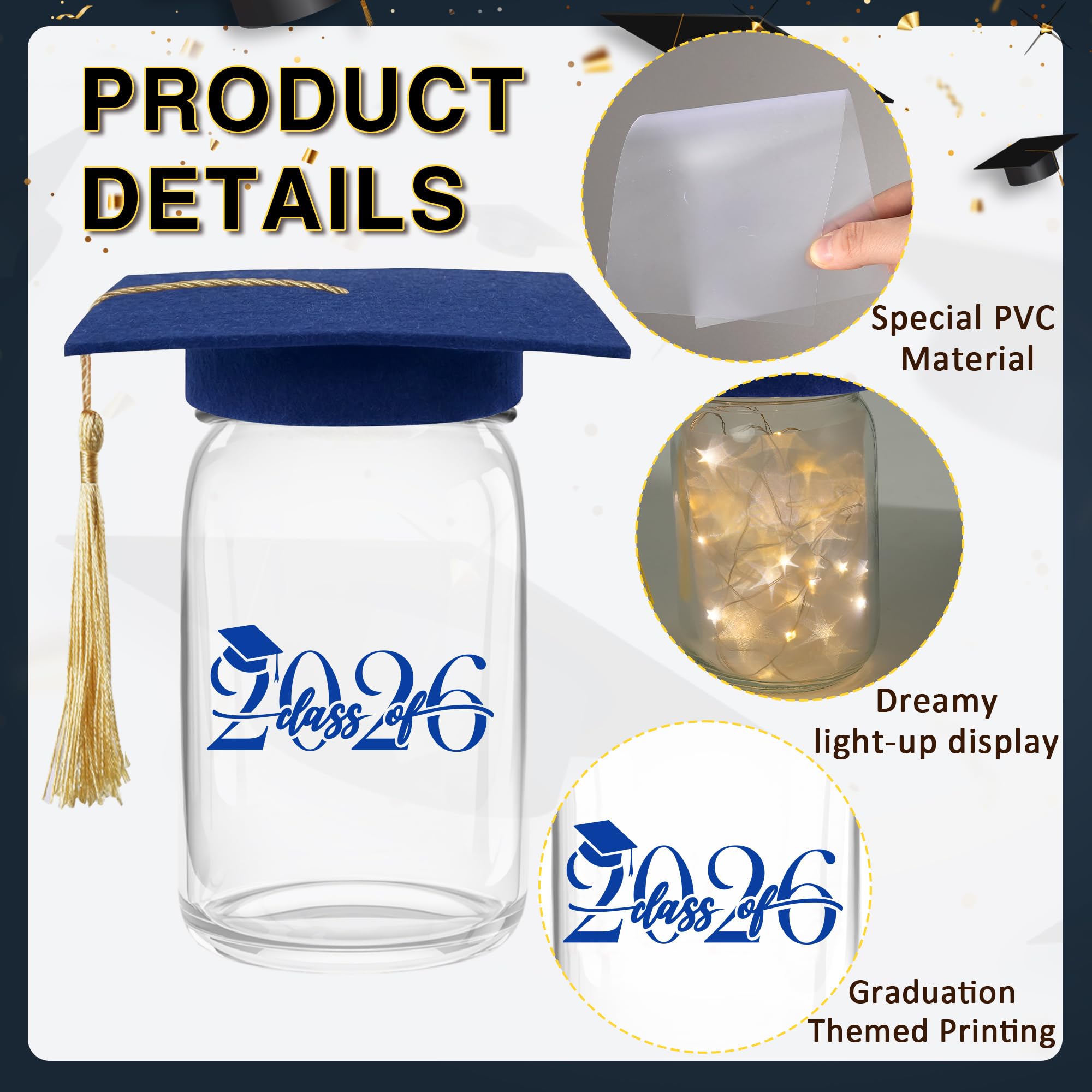 CUPLOOV blue PVC star light paper inside jars adds shimmer