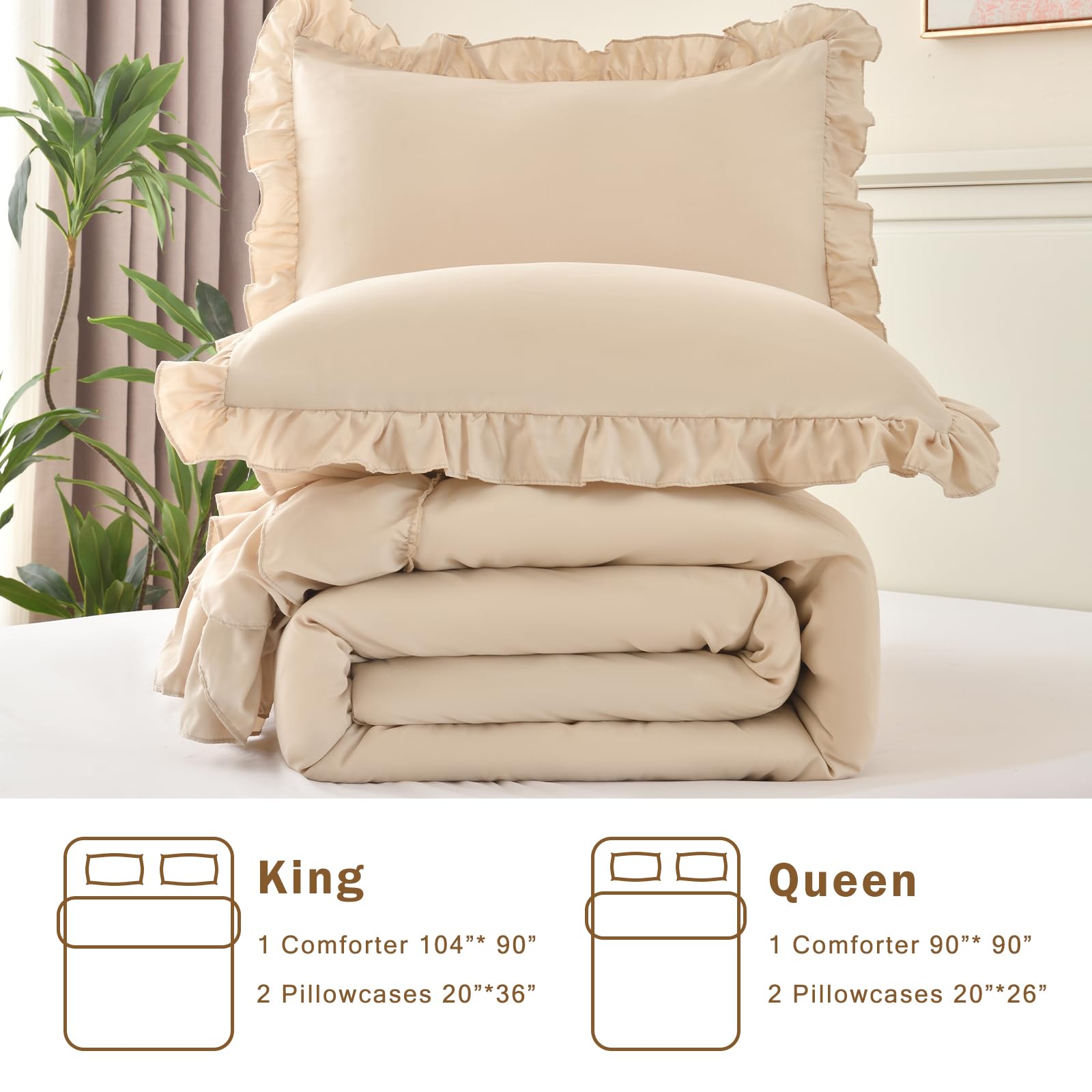 Cupocupa beige queen comforter stitching detail highlights durable construction.