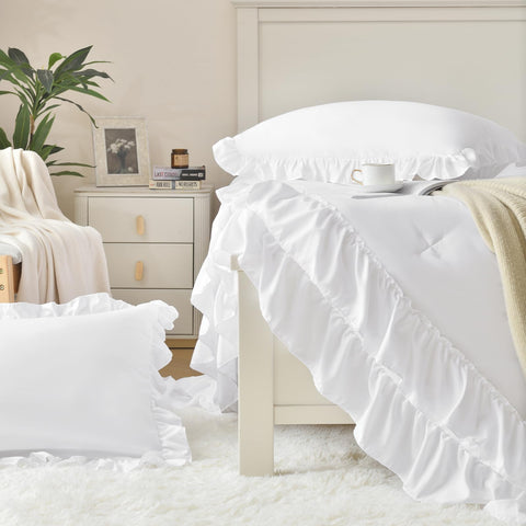 Cupocupa French country vibe enhances bedroom decor with timeless white tones.