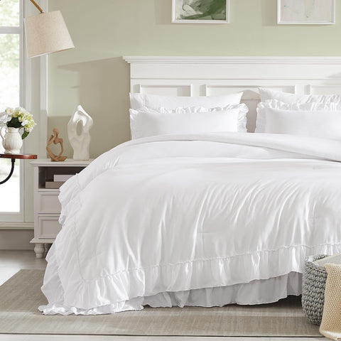 Cupocupa White Pillowcase pair matches the comforter for coordinated shabby chic style.