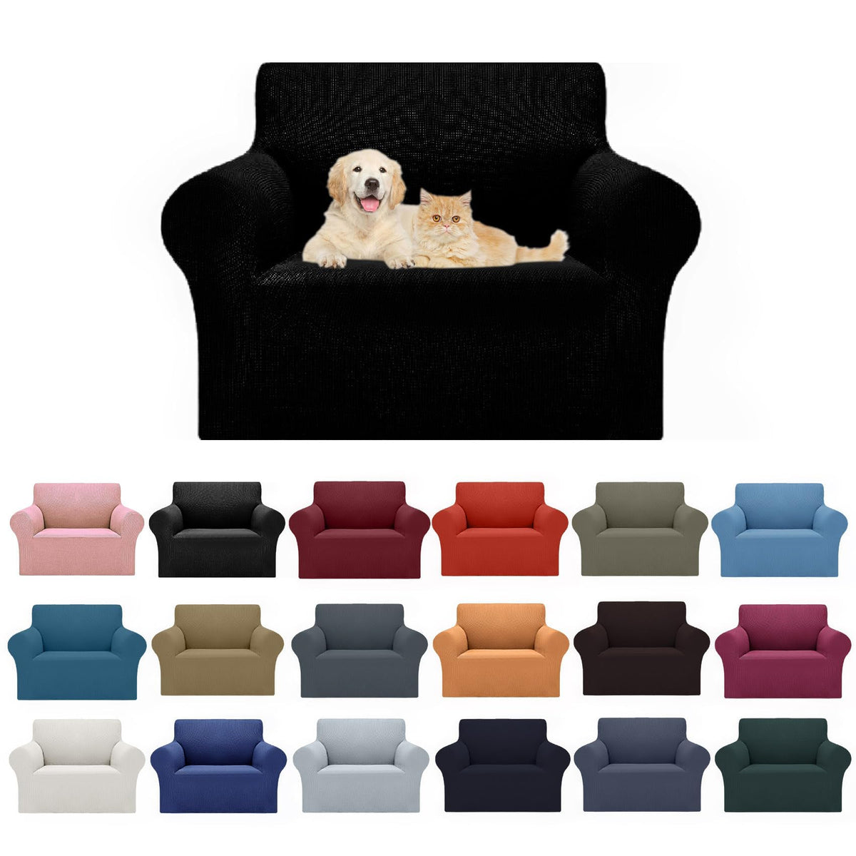 Cupuamon stretch chair slipcover with elastic bottom for a secure fit.