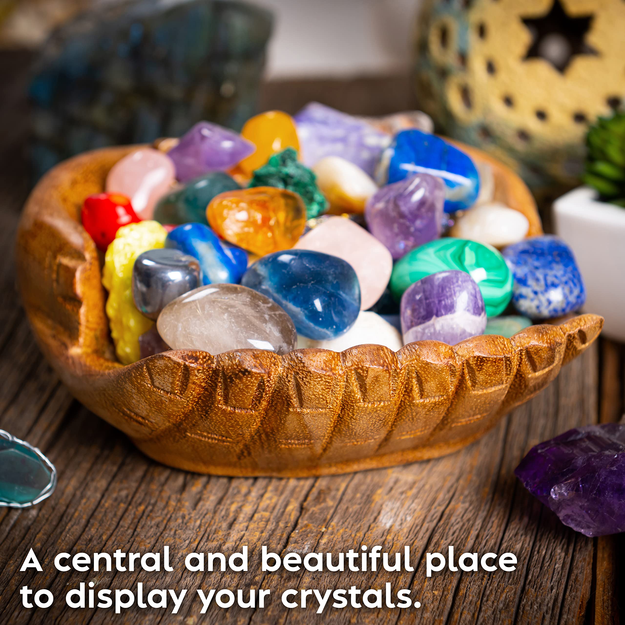 Curawood suar wood display bowl shows grain and warmth, great for jewelry organization.
