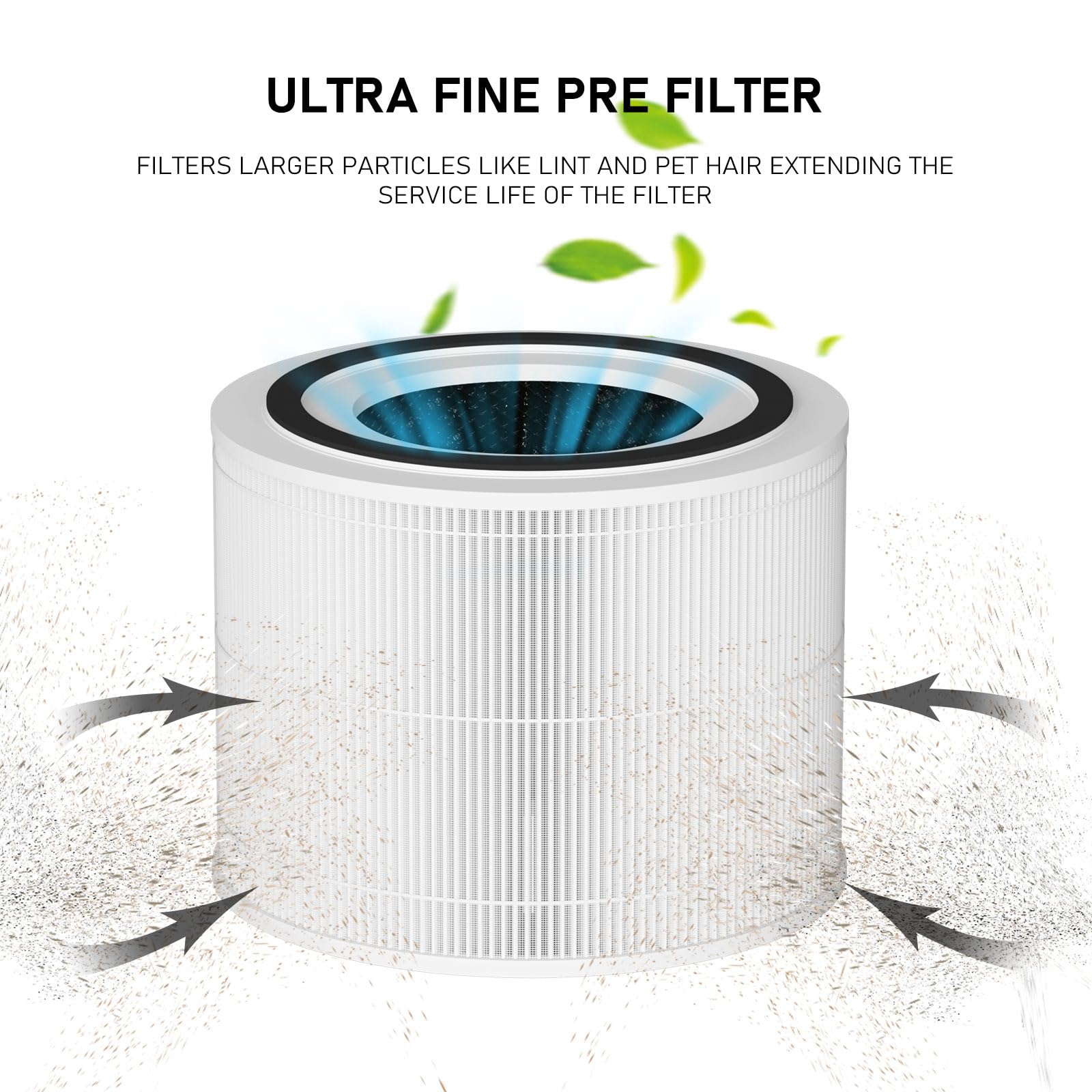 Curebilee 240 filter true white layer captures fine particles for cleaner air.