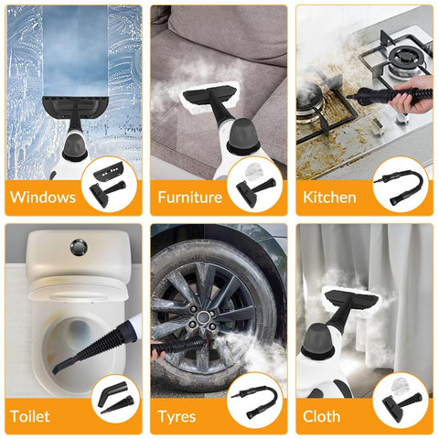 CURMEDI handheld steam cleaner 12 accessories included for versatile cleaning tasks