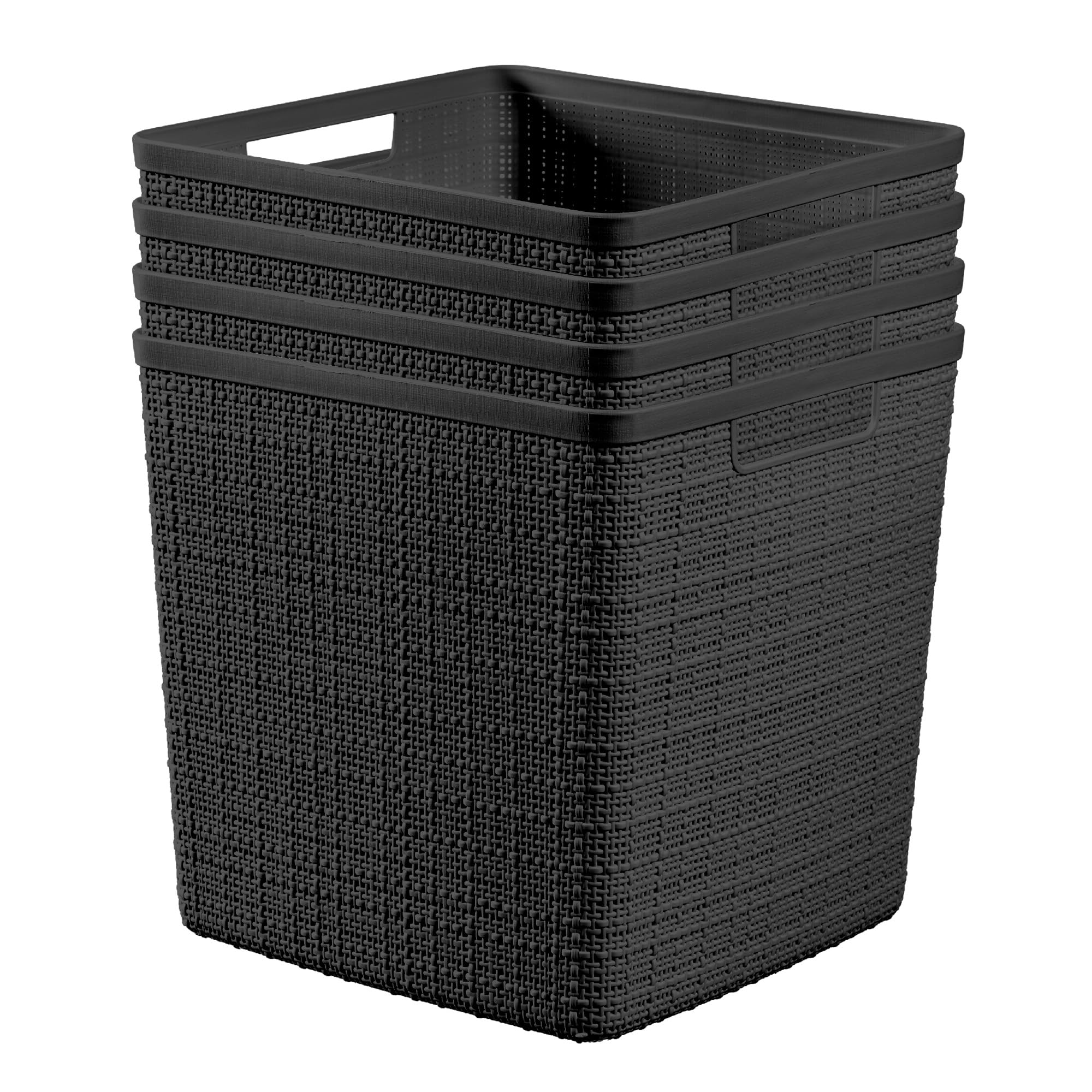 Curver 17L cube basket front view highlights jute texture and easy access.