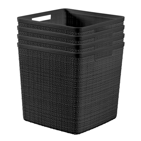 Curver 17L cube basket front view highlights jute texture and easy access.