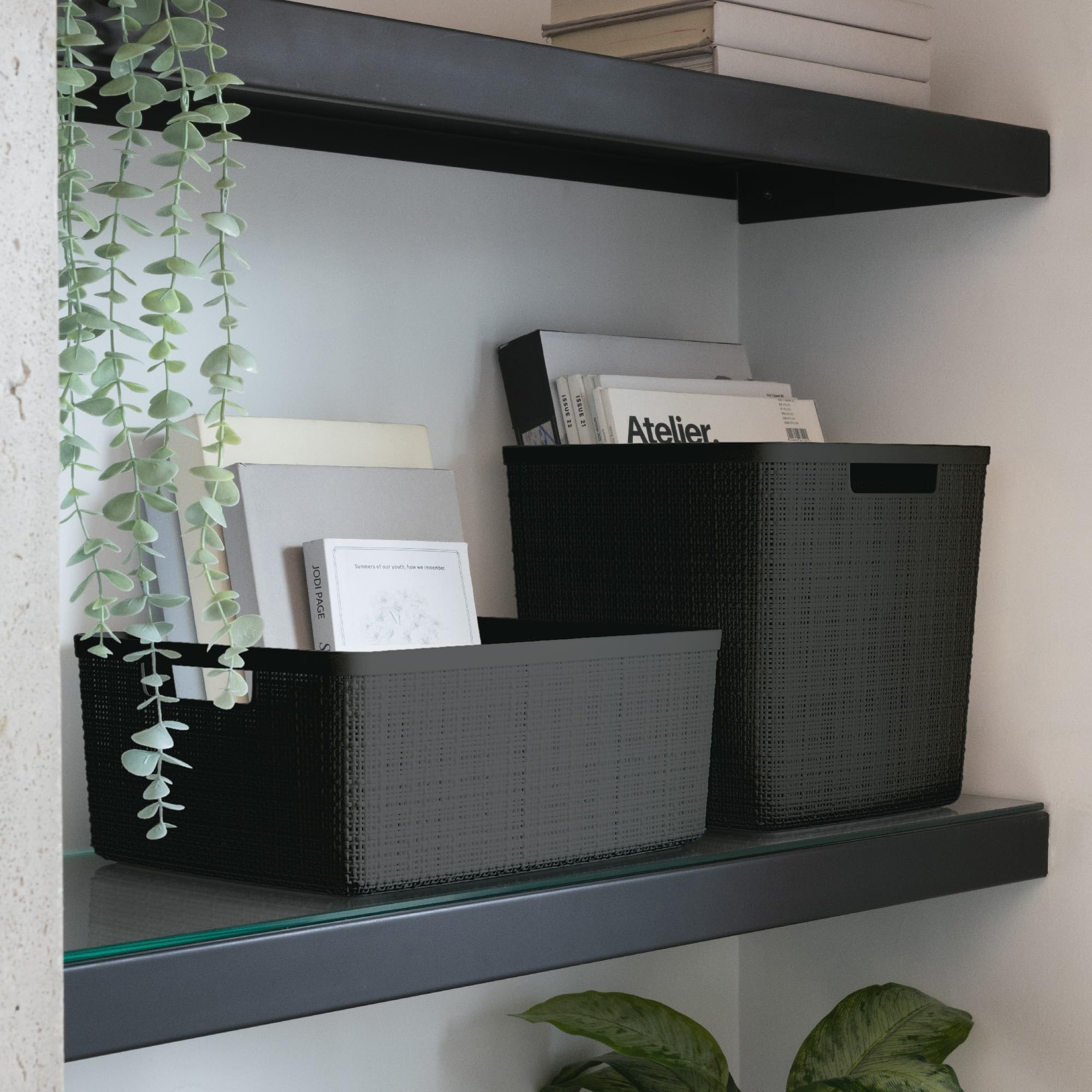 Curver 17L cube basket storage for multiuse spaces and shelves.