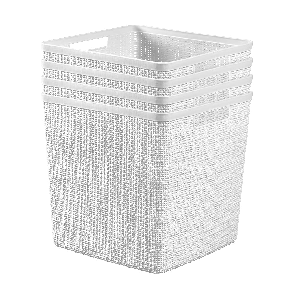 Curver 4-pack 17L jute cube baskets in white for stylish storage