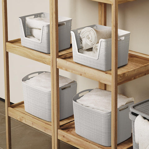 Curver bathroom essentials basket white, keeps toiletries neatly within reach.
