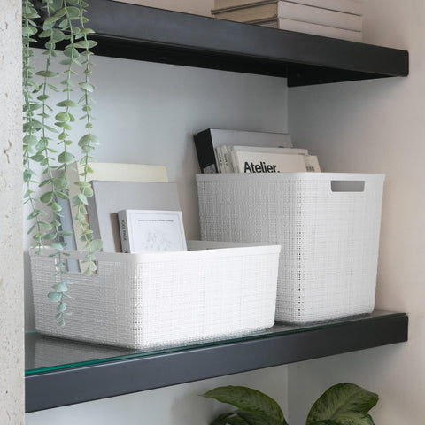 Curver bedroom essentials white basket elevates shelf styling