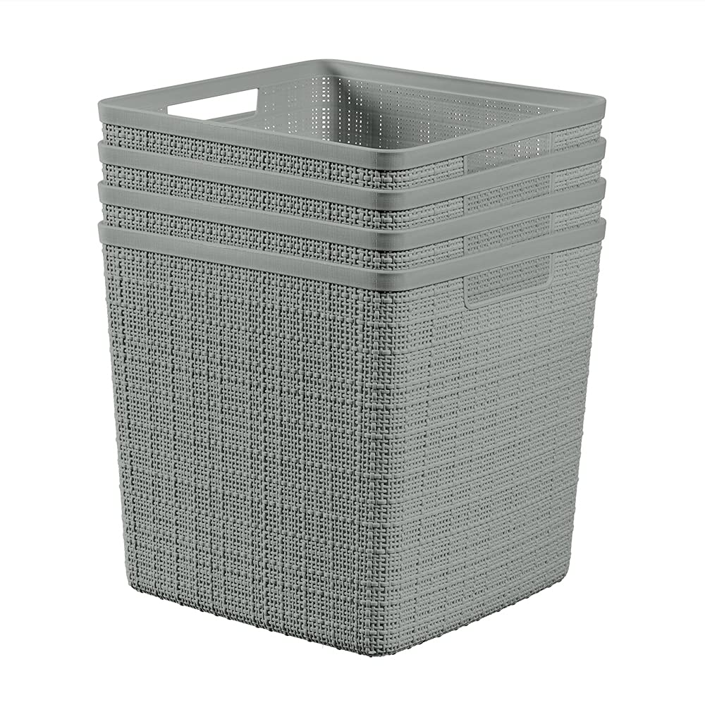 Curver Jute Cube 17L front view, stylish storage for living room clutter.