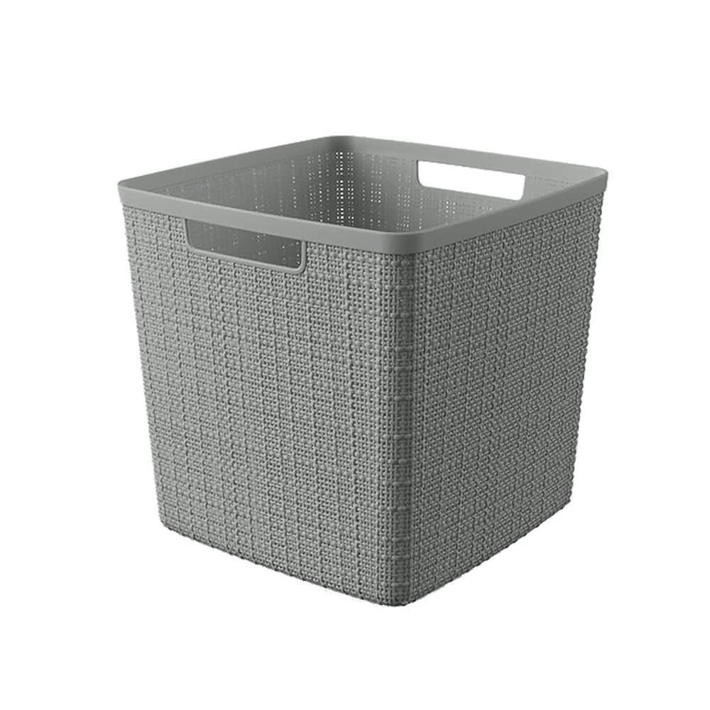 Curver Jute Cube 17L open-top, easy access to books and crafts.