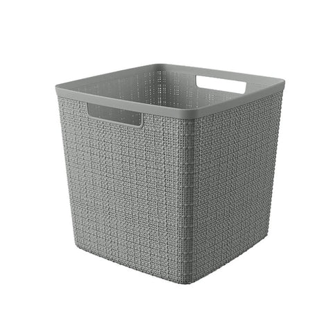 Curver Jute Cube 17L open-top, easy access to books and crafts.