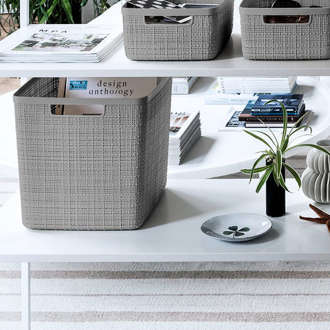 Curver Jute Cube 17L with toys, keeps essentials organized.