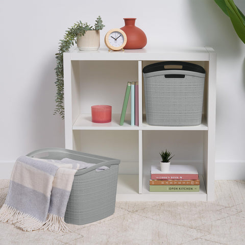 Curver XL gray baskets handle detail for easy transport