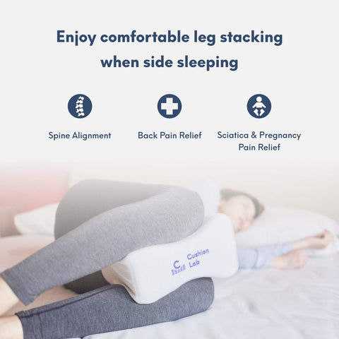 Cushion Lab ergonomic leg pillow side profile for comfortable support.